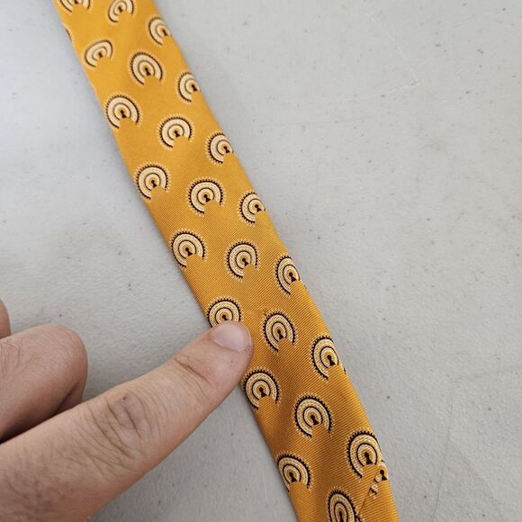 Pineda Covalin Mexico Mens Orange Silk Tie, Abstract Sphere Pattern - Picture 7 of 9